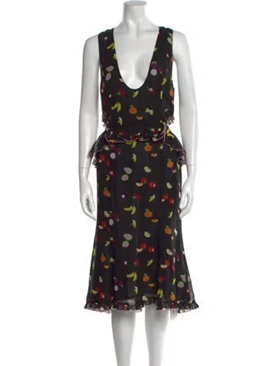 Pre-owned Sandy Liang Silk Midi Length Dress In Black