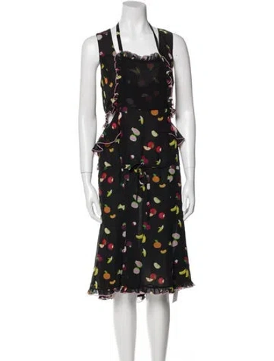 Pre-owned Sandy Liang Silk Midi Length Dress In Black