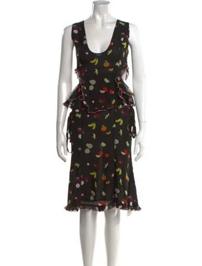 Pre-owned Sandy Liang Silk Midi Length Dress In Black