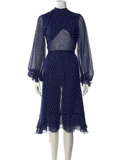 Pre-owned Sandy Liang Silk Midi Length Dress In Blue/white