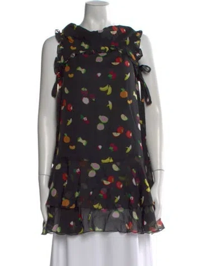 Pre-owned Sandy Liang Silk Mini Dress In Black