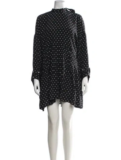 Pre-owned Sandy Liang Silk Mini Dress In Black
