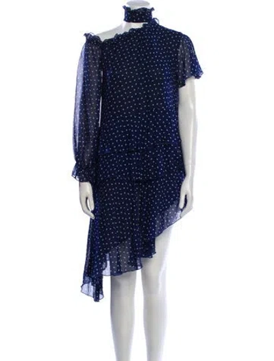 Pre-owned Sandy Liang Silk Mini Dress In Blue