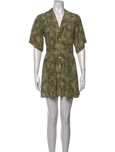Pre-owned Sandy Liang Silk Mini Dress In Yellow