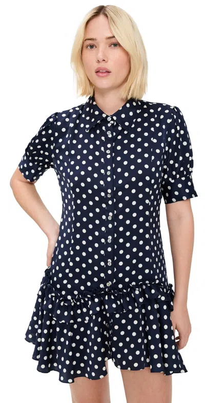 Sandy Liang Snood Dress Navy Multi In Blue