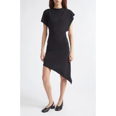 Sandy Liang Sonar Asymmetric Jersey Cutout Dress In Black