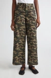 Sandy Liang Sorano Bow Embroidered Wide Leg Camo Cargo Pants In Multi