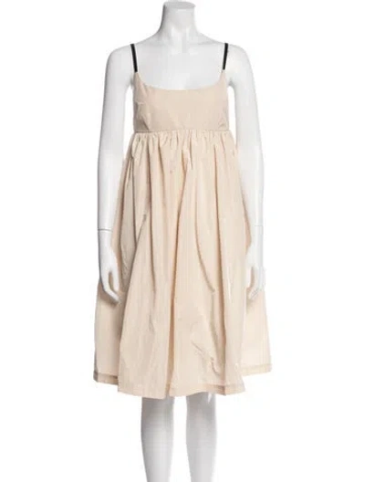 Pre-owned Sandy Liang Square Neckline Knee-length Dress In Neutral