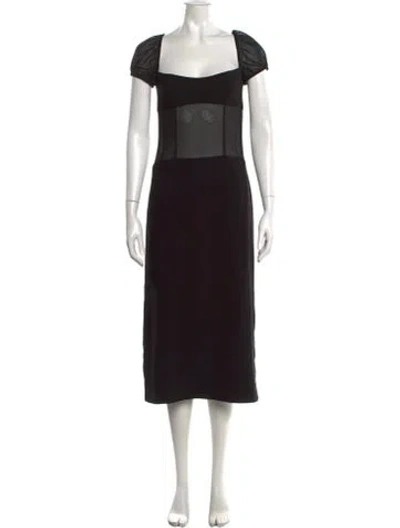 Pre-owned Sandy Liang Square Neckline Long Dress In Black