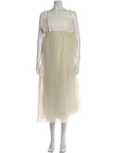 Pre-owned Sandy Liang Square Neckline Long Dress In Neutral