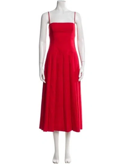 Pre-owned Sandy Liang Square Neckline Long Dress W/ Tags In Red