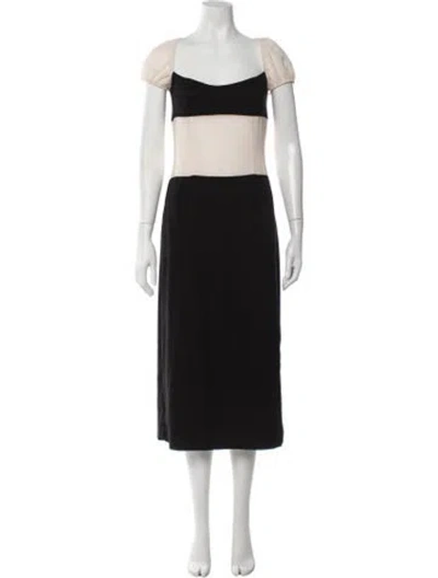Pre-owned Sandy Liang Square Neckline Midi Length Dress W/ Tags In Black
