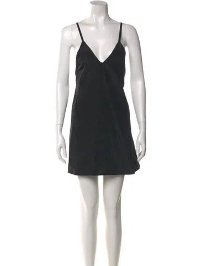 Pre-owned Sandy Liang Square Neckline Mini Dress In Black