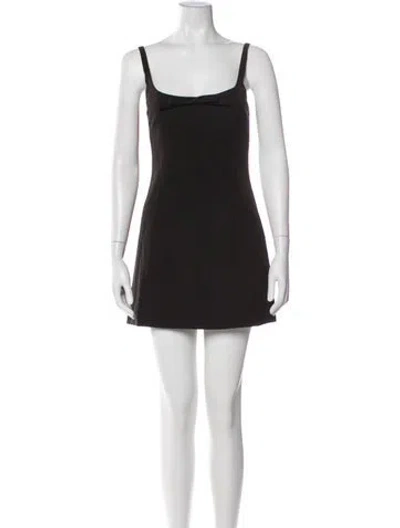 Pre-owned Sandy Liang Square Neckline Mini Dress In Black