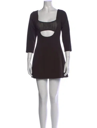 Pre-owned Sandy Liang Square Neckline Mini Dress In Black