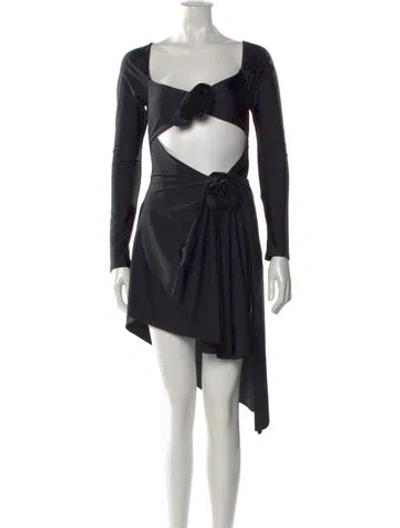 Pre-owned Sandy Liang Square Neckline Mini Dress In Black