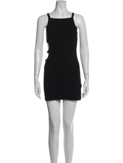 Pre-owned Sandy Liang Square Neckline Mini Dress In Black