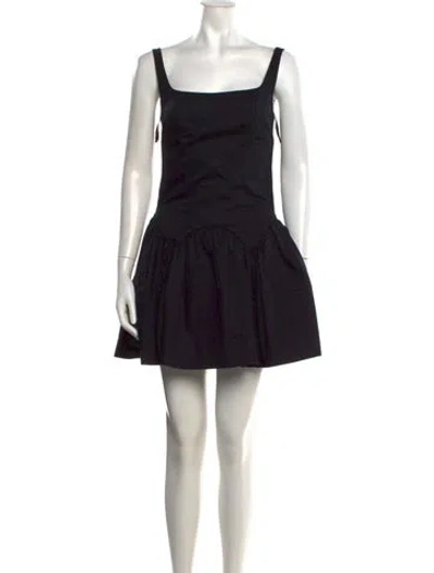 Pre-owned Sandy Liang Square Neckline Mini Dress In Black