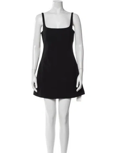 Pre-owned Sandy Liang Square Neckline Mini Dress In Black