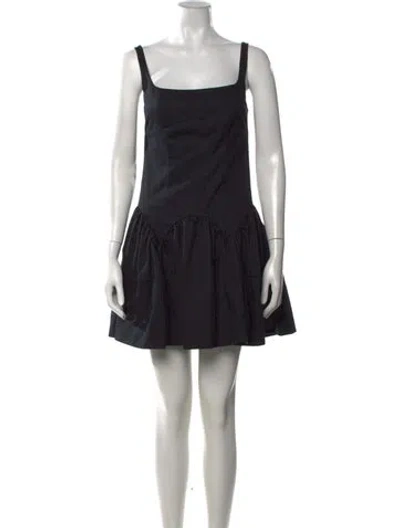 Pre-owned Sandy Liang Square Neckline Mini Dress In Black