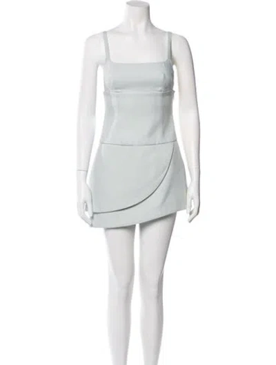 Pre-owned Sandy Liang Square Neckline Mini Dress In Blue