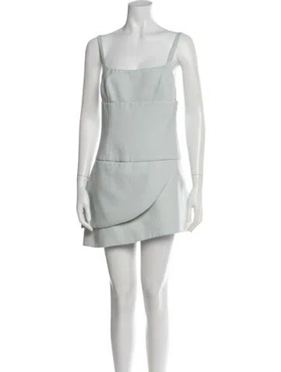 Pre-owned Sandy Liang Square Neckline Mini Dress In Blue