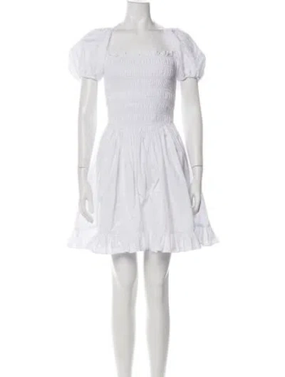 Pre-owned Sandy Liang Square Neckline Mini Dress In Blue