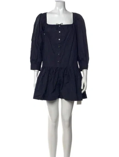 Pre-owned Sandy Liang Square Neckline Mini Dress In Blue