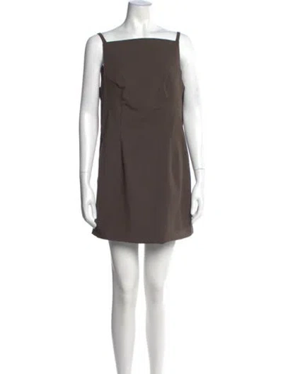 Pre-owned Sandy Liang Square Neckline Mini Dress In Brown