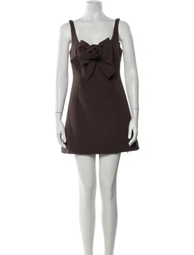 Pre-owned Sandy Liang Square Neckline Mini Dress In Brown