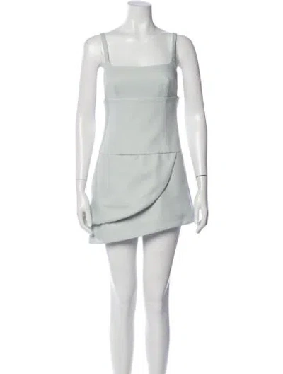 Pre-owned Sandy Liang Square Neckline Mini Dress In Gray