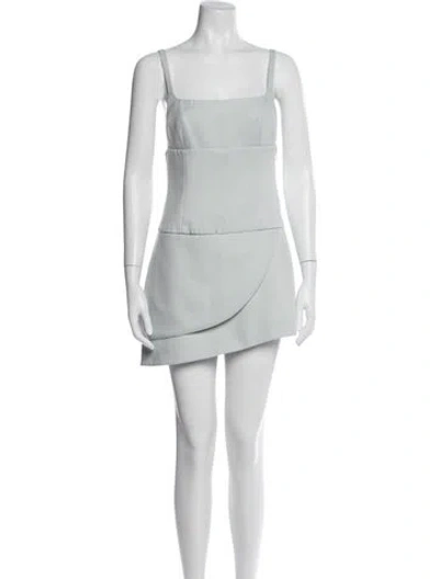 Pre-owned Sandy Liang Square Neckline Mini Dress In Green