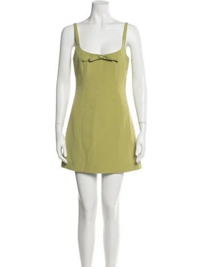 Pre-owned Sandy Liang Square Neckline Mini Dress In Green
