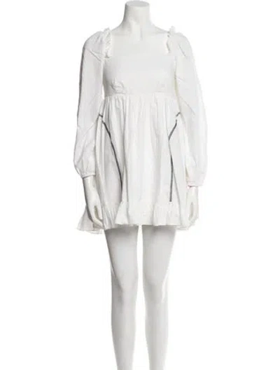 Pre-owned Sandy Liang Square Neckline Mini Dress In Neutral