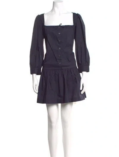 Pre-owned Sandy Liang Square Neckline Mini Dress W/ Tags In Blue
