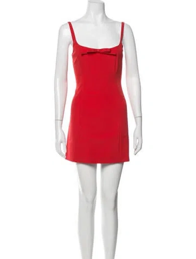Pre-owned Sandy Liang Square Neckline Mini Dress W/ Tags In Red