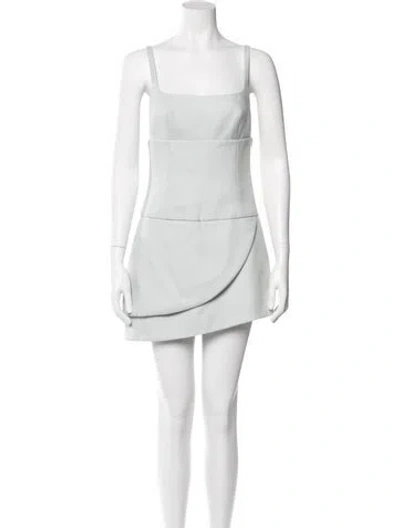 Pre-owned Sandy Liang Square Neckline Mini Dress In White