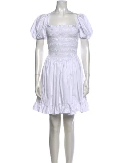 Pre-owned Sandy Liang Square Neckline Mini Dress In White