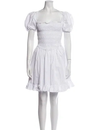 Pre-owned Sandy Liang Square Neckline Mini Dress In White