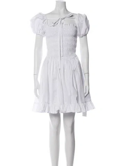 Pre-owned Sandy Liang Square Neckline Mini Dress In White