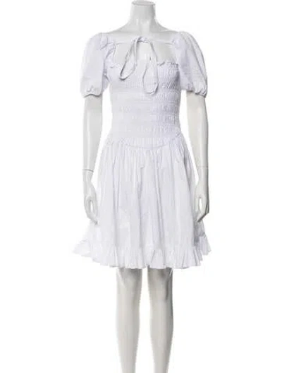 Pre-owned Sandy Liang Square Neckline Mini Dress In White