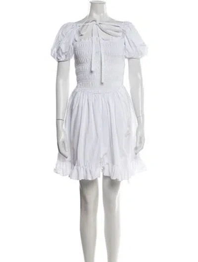Pre-owned Sandy Liang Square Neckline Mini Dress In White