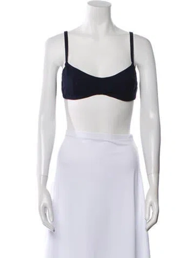 Pre-owned Sandy Liang Square Neckline Sleeveless Crop Top In Black