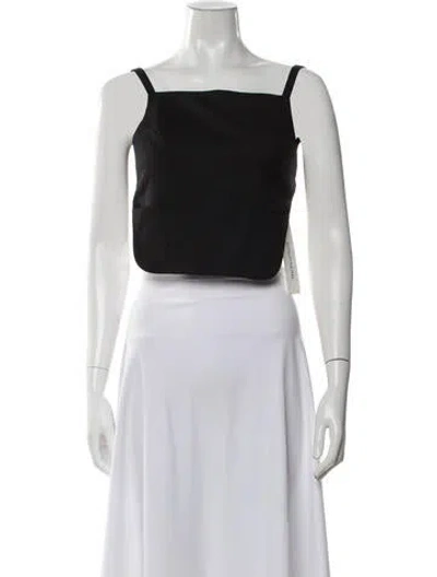 Pre-owned Sandy Liang Square Neckline Sleeveless Crop Top In Black