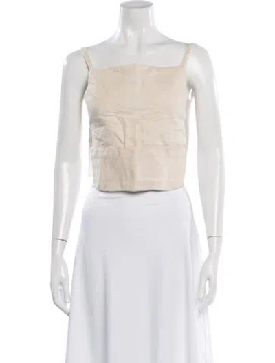 Pre-owned Sandy Liang Square Neckline Sleeveless Crop Top In Neutrals
