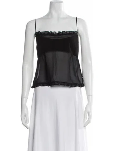 Pre-owned Sandy Liang Square Neckline Sleeveless Top In Black