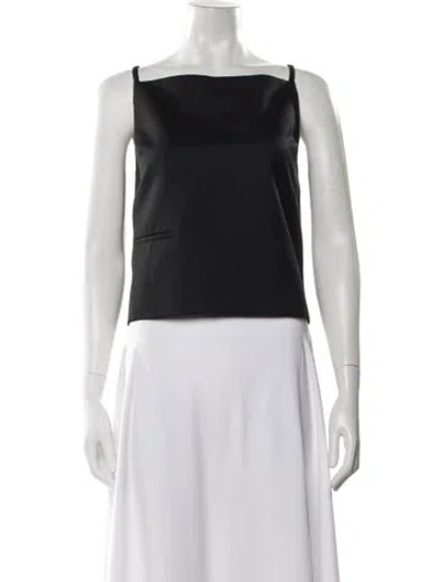 Pre-owned Sandy Liang Square Neckline Sleeveless Top In Black
