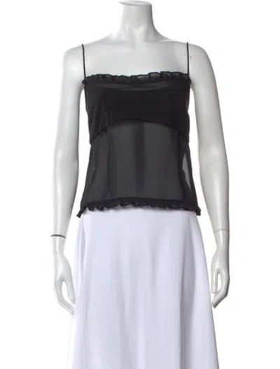 Pre-owned Sandy Liang Square Neckline Sleeveless Top In Black