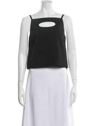 Pre-owned Sandy Liang Square Neckline Sleeveless Top In Black