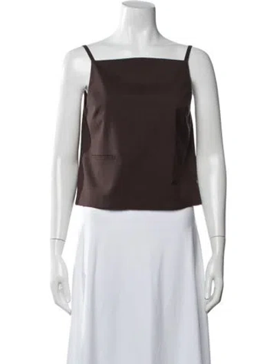 Pre-owned Sandy Liang Square Neckline Sleeveless Top In Brown